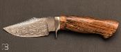 Couteau fixe custom " Small Hunter " par Samuel Lurquin - Hêtre échauffé stabilisé et damas