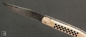 Couteau de collection Laguiole damier mammouth par Virgilio Munoz