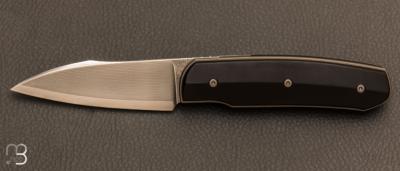 Couteau custom pliant par David Lespect - Ébène facettes et Suminagashi