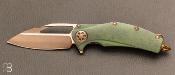 Couteau " Mini Matrix - R " Bronzed Two-Tone Stonewash Antique Green Ti par Marfione Custom Knives