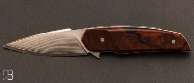 Couteau de collection bois de fer d'Arizona et damas suminagashi SGPS par Vincent Saja