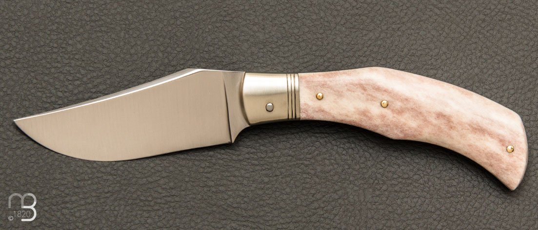 Couteau de poche "Pti chasse" bois de renne et XC75 par Mathieu Herrero