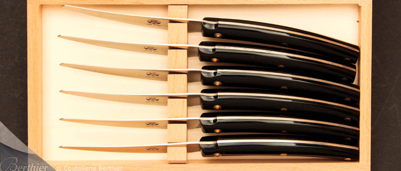 Coffret de 6 couteaux de table Convivio Nuovo noir par Berti.