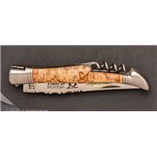 12cm Birch Laguiole pocket knife with corkscrew
