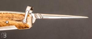 Couteau " Manufrance véritable " en bois de cerf 2 pièces