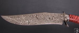   " Integral Bowie " custom knife par Oliver Goldschmidt - érable ondé et damas