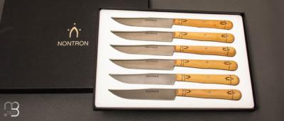Coffret de 6 couteaux de table "Yatagan" en Buis par Nontron