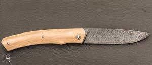    Couteau  " 1820 Berthier " par Anthony Brochier - Damas Mosaïque et ivoire de mammouth