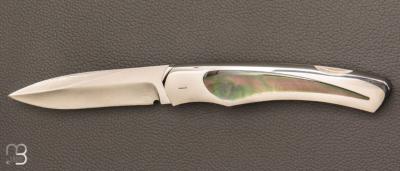    Couteau " 1820 Berthier " interframe par Charles Bennica - Nacre noire et Damas