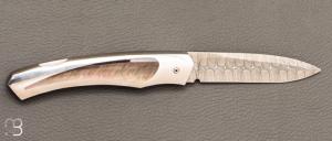   Couteau " 1820 Berthier " interframe par Charles Bennica - Nacre noire et Damasteel