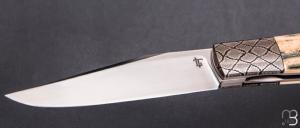   Couteau " Alpin " par Stephen Taillandier - Ivoire de Mammouth / damas et Elmax