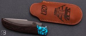 Couteau " L'Anaconda " par Lames de l'Ouest - Ziricote et turquoise