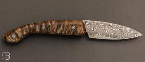   Couteau " Ariégeois " par la Coutellerie Savignac - Loupe d'érable stabilisée et Damasteel
