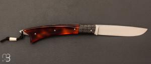 Couteau "Armen " custom par Erwan Pincemin - mitres damas mosaïque de Philippe Ricard