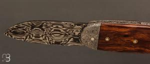  Couteau " Bouledogue" de Jean Pierre Veysseyre - Bois de fer et lame damas 