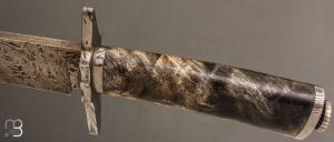   Couteau " Bowie " de Nicolas Mestrallet - Atelier du couteau Vaunaveys -Fourche de peulier et lame damas