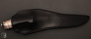  Couteau " Bowie " de Nicolas Mestrallet - Atelier du couteau Vaunaveys - Lame en acier damas forgé et molaire de mammouth