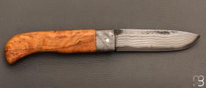  Couteau  "  Le Bugiste " par Frédéric Maschio - Frêne et lame damas japonais