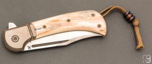  Couteau " Bullet  " pliant de Gudy van Poppel - Ivoire de mammouth et Böhler N690