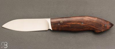   Couteau  " Button-lock " custom par Roberto Ottonello - Bois de fer et lame en N690Co