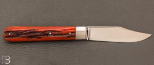    Couteau  "  Canif Sheffield " pliant fait main par Bastien Toubhans - Atelier Beau Merle - Os cerfé et RWL34