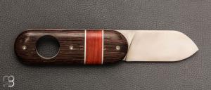 Couteau " Cerbère® Coupe cigare " pliant par l'Atelier Les 2 Diables - Wengué/redheart et 14c28N