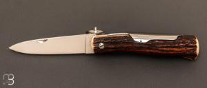 Couteau Chasseur 12 cm bois de cerf sambar par J. Mongin