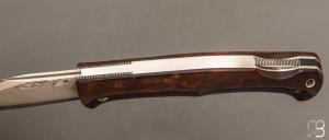  Couteau "Cim Very Bad" custom lock-back par Raphaël Durand - Bois de fer et lame Suminagashi
