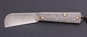   Couteau " Colonial " custom de poche par Gilles Reverdy - XC100 et plaquettes damas