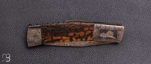  Couteau Nordique Custom pliant de Jukka Hankala - Mammouth damas