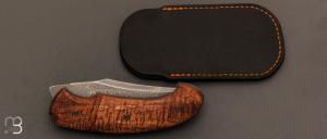  Couteau  "  Front-flipper custom " par Fabrice Delbart - Forge Celtique - Koa et lame damas inoxydable