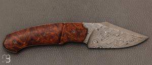   Couteau  "  Front-flipper custom " par Fabrice Delbart - Forge Celtique - Bois de fer et lame damas