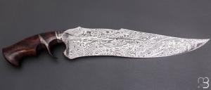     Couteau "Grand Fighter Sub-Hilt" custom fixe de Samuel Lurquin - Ironwood et damas