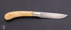    Couteau "HERMINE" custom par Erwan Pincemin - Ivoire de phacochère et N690