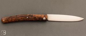   Couteau " Harpo " custom par Anthony Brochier - Loupe de buis et lame en RWL34