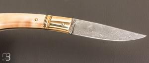   Couteau " Héol " par Erwan Pincemin - Ivoire de phacochère et Damas de Achim Wirtz
