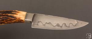   Couteau " Intégral " fixe de Camille Sennegon -Bois de cerf et lame en W1