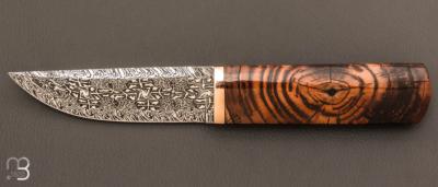 Couteau droit de José Viale - Mammouth et damas multi-barreaux explosion de Greg Forge