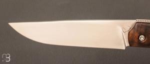 Couteau " K-hannibal " custom pliant de Michel Grini - Loupe de noyer US stabilisé et RWL-34