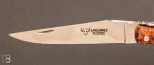   Couteau  "  Laguiole en Aubrac " 12 cm plein manche en Loupe d'Amboine
