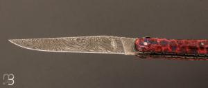 Couteau " Laguiole " custom de David Dauvillaire - Manche en corail et lame damas carbone