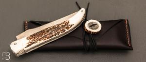   Couteau " Laguiole Grand Air 14,5 cm" par Rozelier Fabien - Ty Coutelier - Bois de cerf
