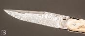   Couteau Laguiole "Le 15" ivoire de phacochère et lame damas par la coutellerie Dubesset