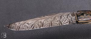    Couteau " Laguiole" par Tim Bernard - Ivoire de mammouth et damas Plume