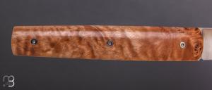 Couteau " Le Gone " mid-tech design d'Eric Depeyre - Peuplier flammé stabilisé et 12C27