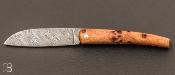 Couteau Le Liadou génevrier 12 cm - Lame damas et platines ciselées