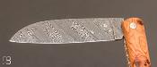Couteau Le Liadou génevrier 12 cm - Lame damas et platines ciselées