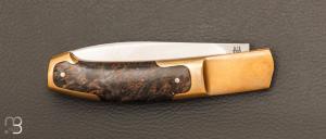 Couteau " Le Ludo  " custom par Frédéric Collin - Loupe de peuplier et lame en RWL34