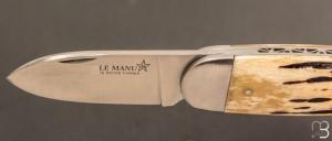 Couteau " Le Manu " par La Bonne Trempe - Os cerfé et 14c28
