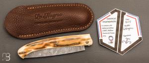   Couteau " Le Nayrac " de Jérôme Lamic - Ivoire de mammouth et lame en damas inoxydable